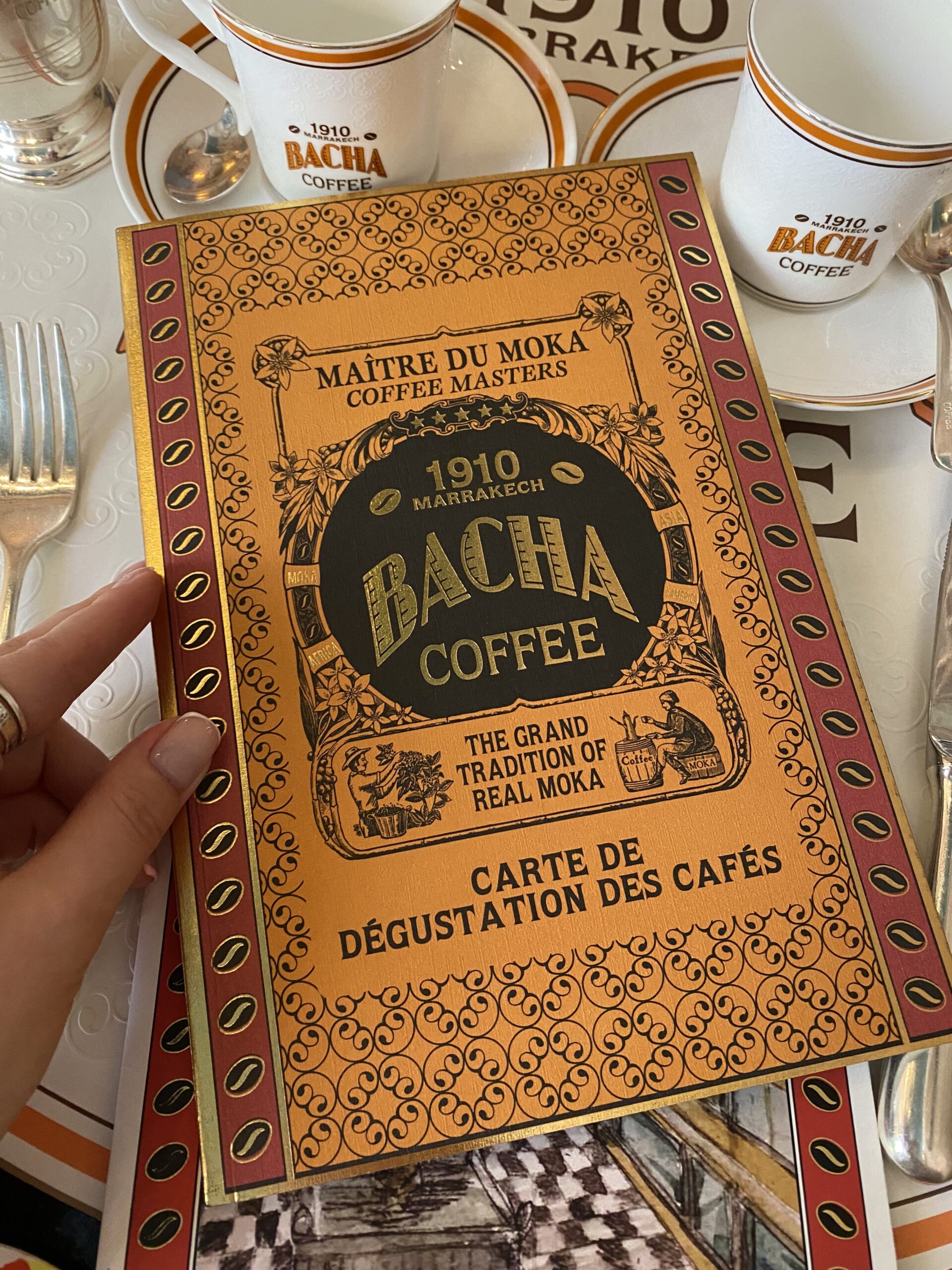 Bacha Coffee menu, Marrakech